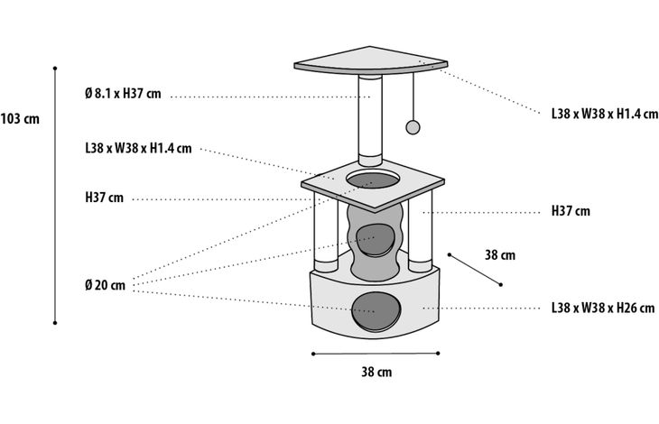 Flamingo Scratching tree  Rochefort Ecru & Grey