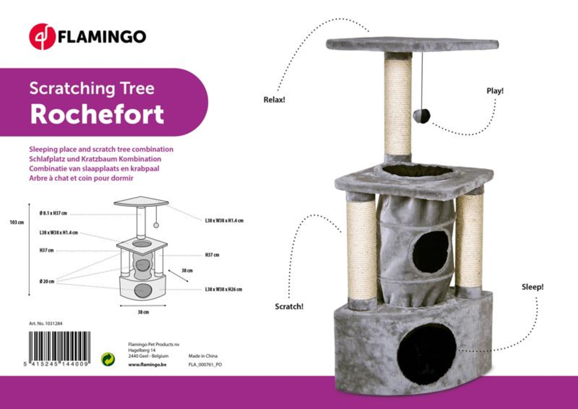 Flamingo Scratching tree  Rochefort Ecru & Grey