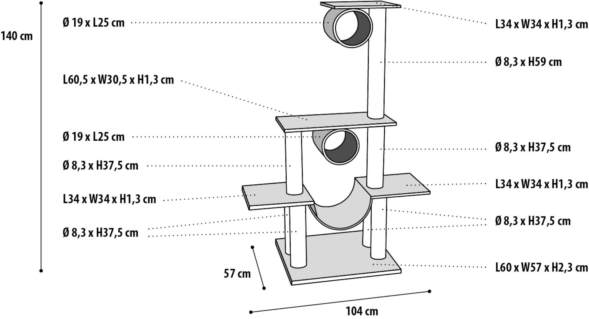 Flamingo Scratching tree  Amedeo Ecru & Grey