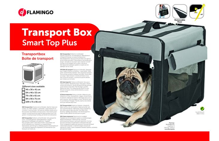Flamingo Transportkooi Smart Top Plus Zwart & Grijs