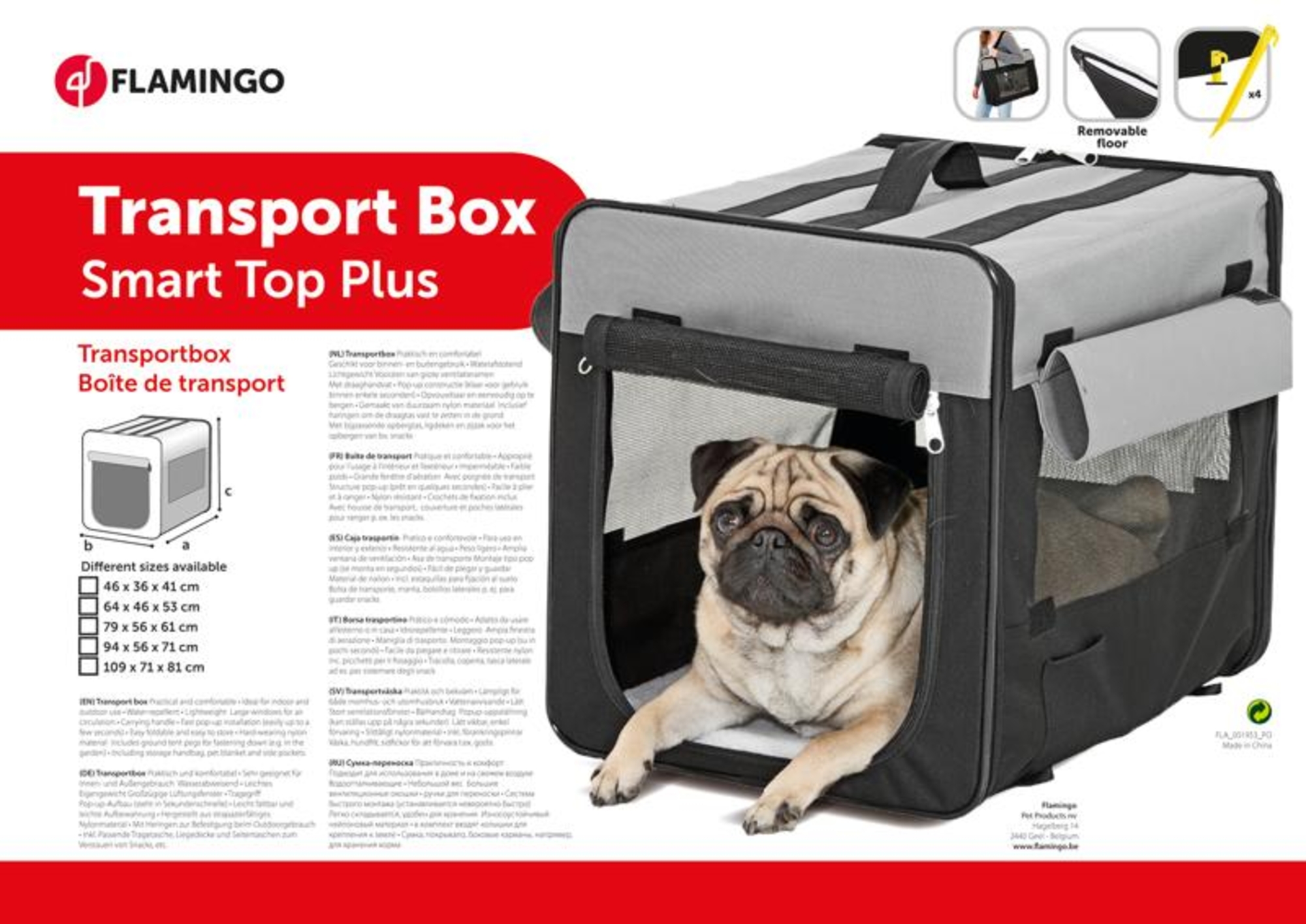 Flamingo Transport cage Smart Top Plus Black & Grey