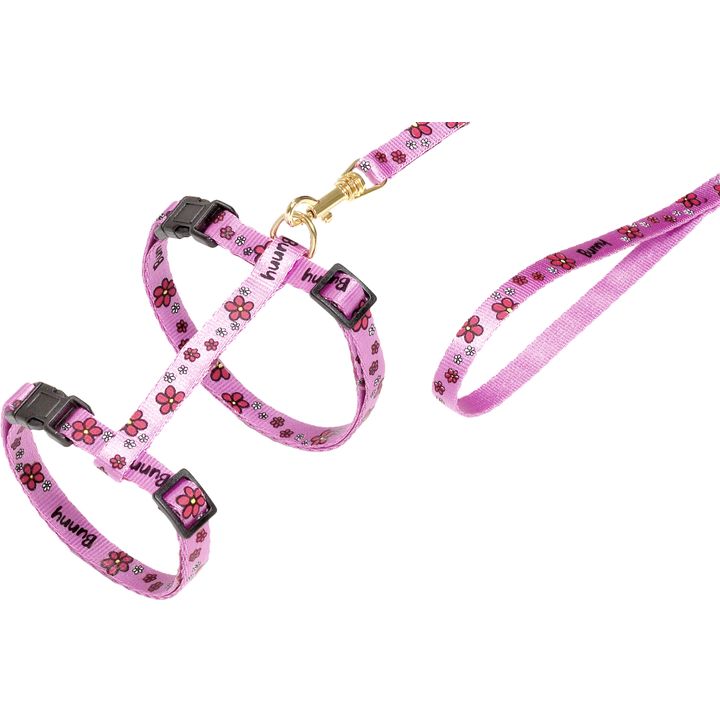 cat harness + leash ziggi pink 20-35cm 10mm