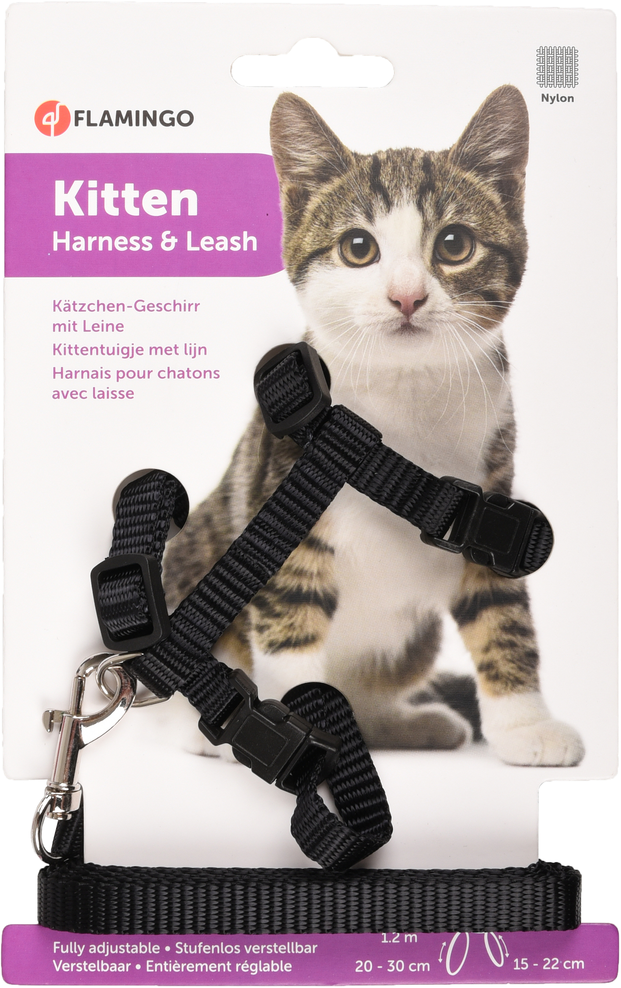 Flamingo Harnais avec laisse Chaton Ziggi Noir