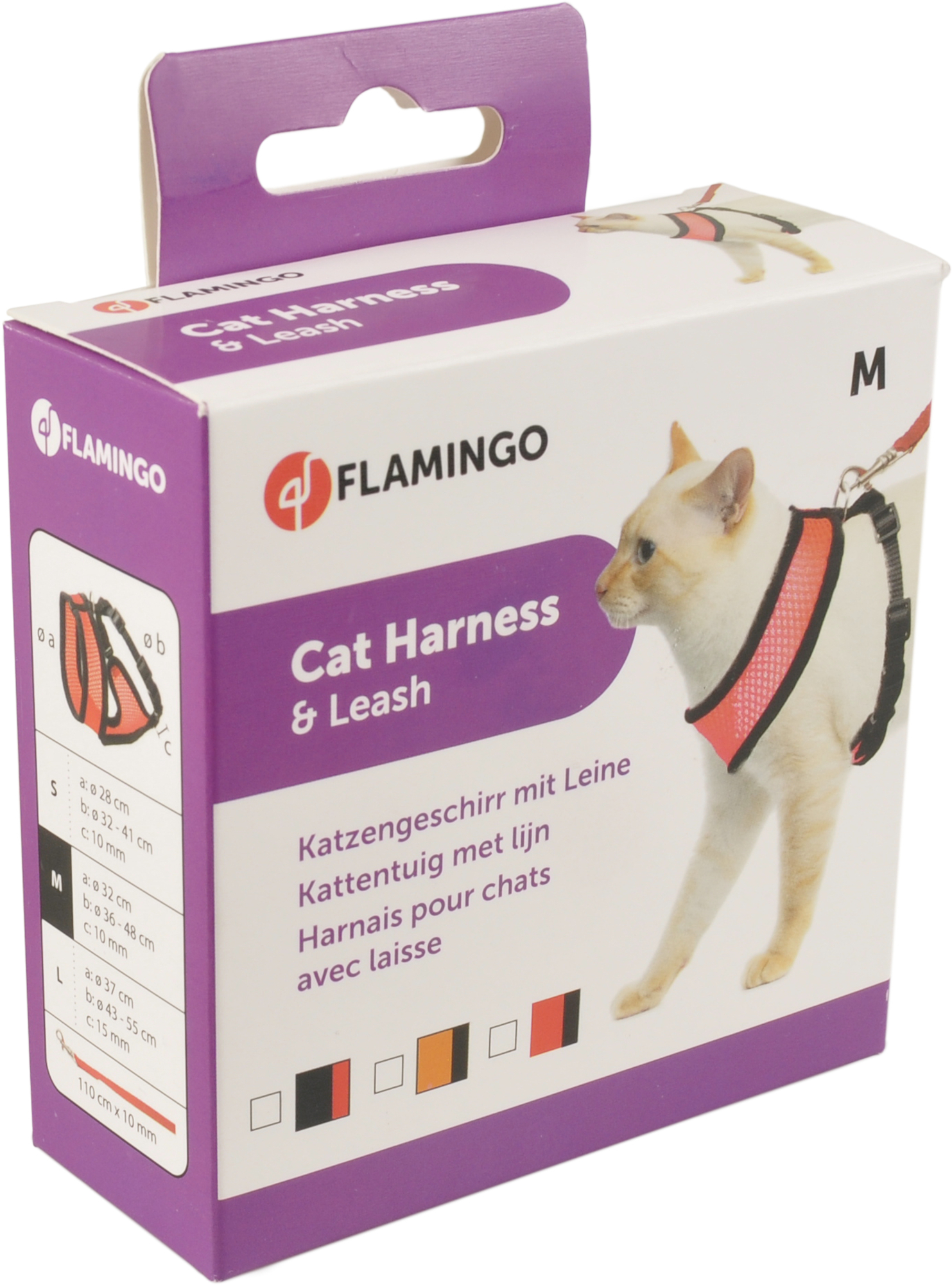 Flamingo Harness with leash Harms Black & Red