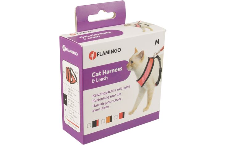 Flamingo Harness with leash Harms Orange & Black