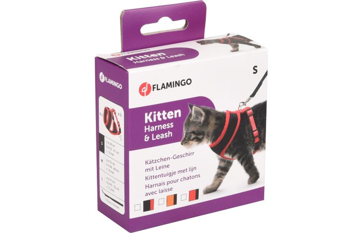 Flamingo Harness with leash Kitten Harms Orange & Black