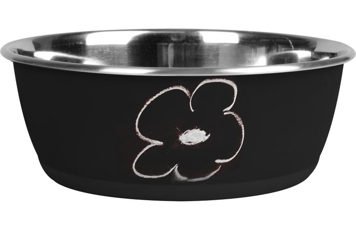 Flamingo Eet- en drinkpot Tobias Rond Zwart & Zilver