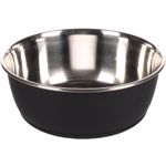 Feeding and drinking bowl Tobias Black Silver - Stainless steel