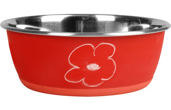 Flamingo Eet- en drinkpot Tobias Rond Rood & Zilver