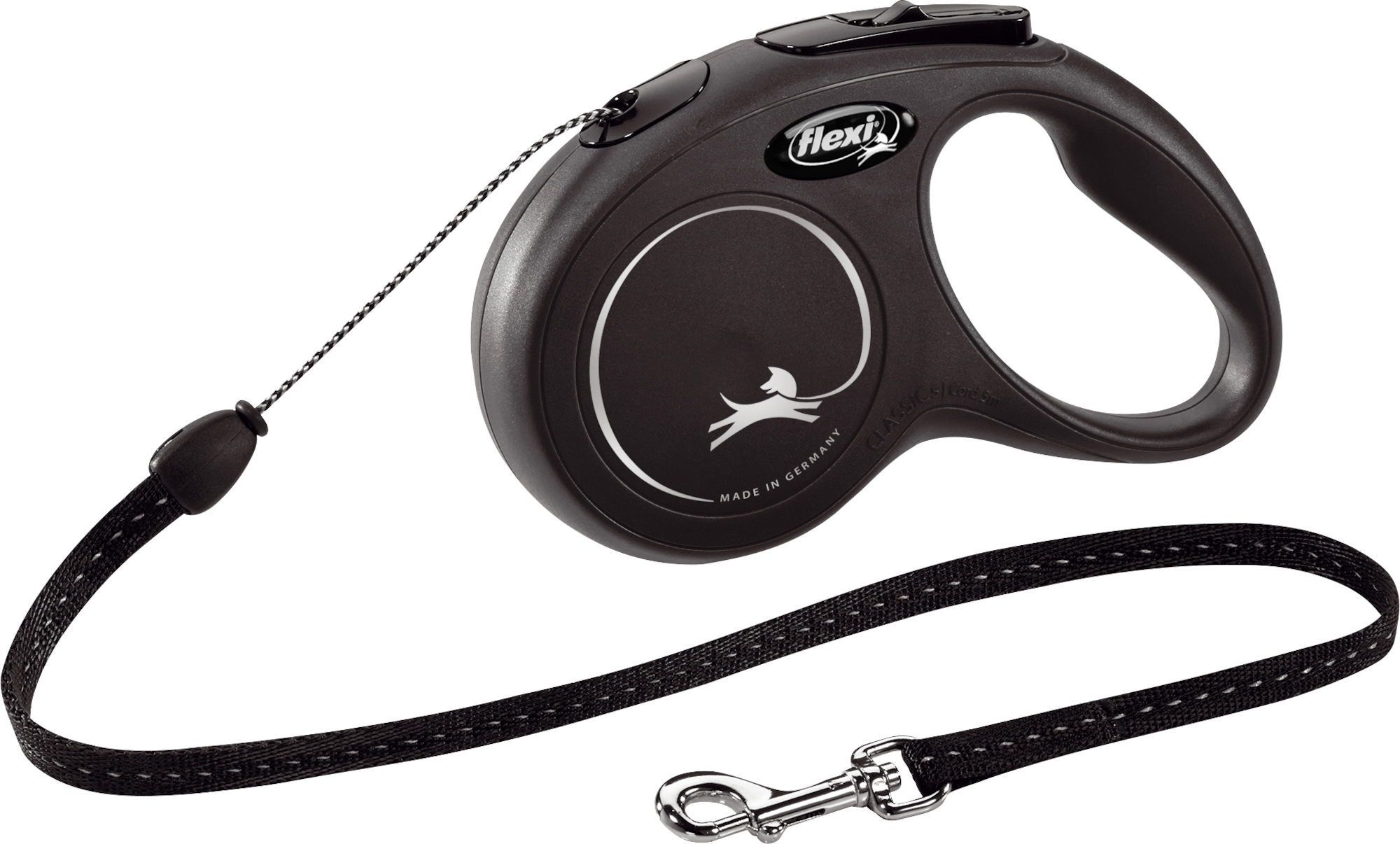 Flexi Retractable leash New Classic Cord Black 1033140 Flamingo Pet Products