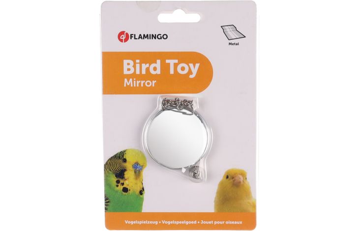 Flamingo Parakeet toy Mirror  Silver