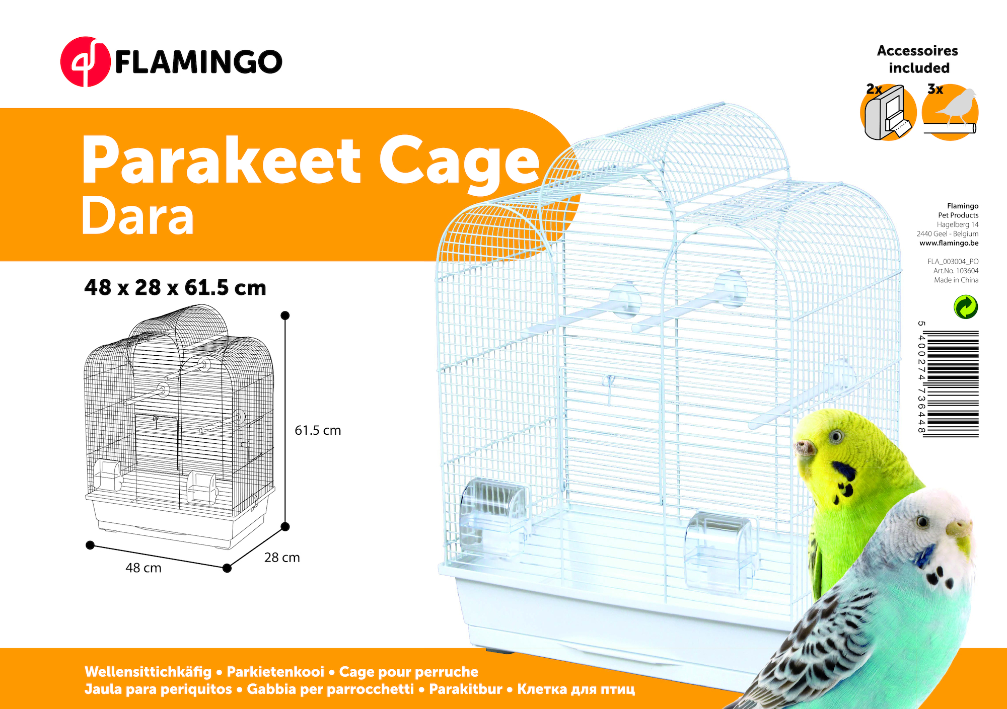 Flamingo Parakeet cage Dara White