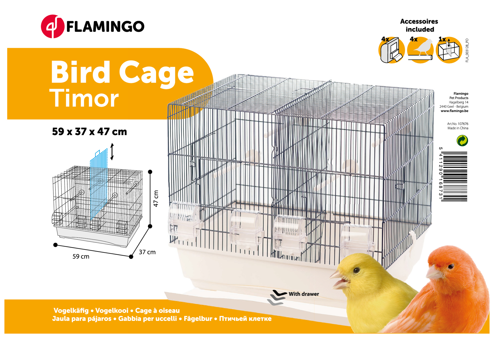 Flamingo Cage Timor Blue White