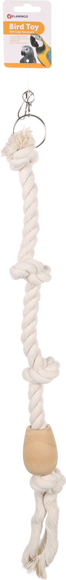 Flamingo Bird toy Tarzan Cord with 4 knots  Ecru