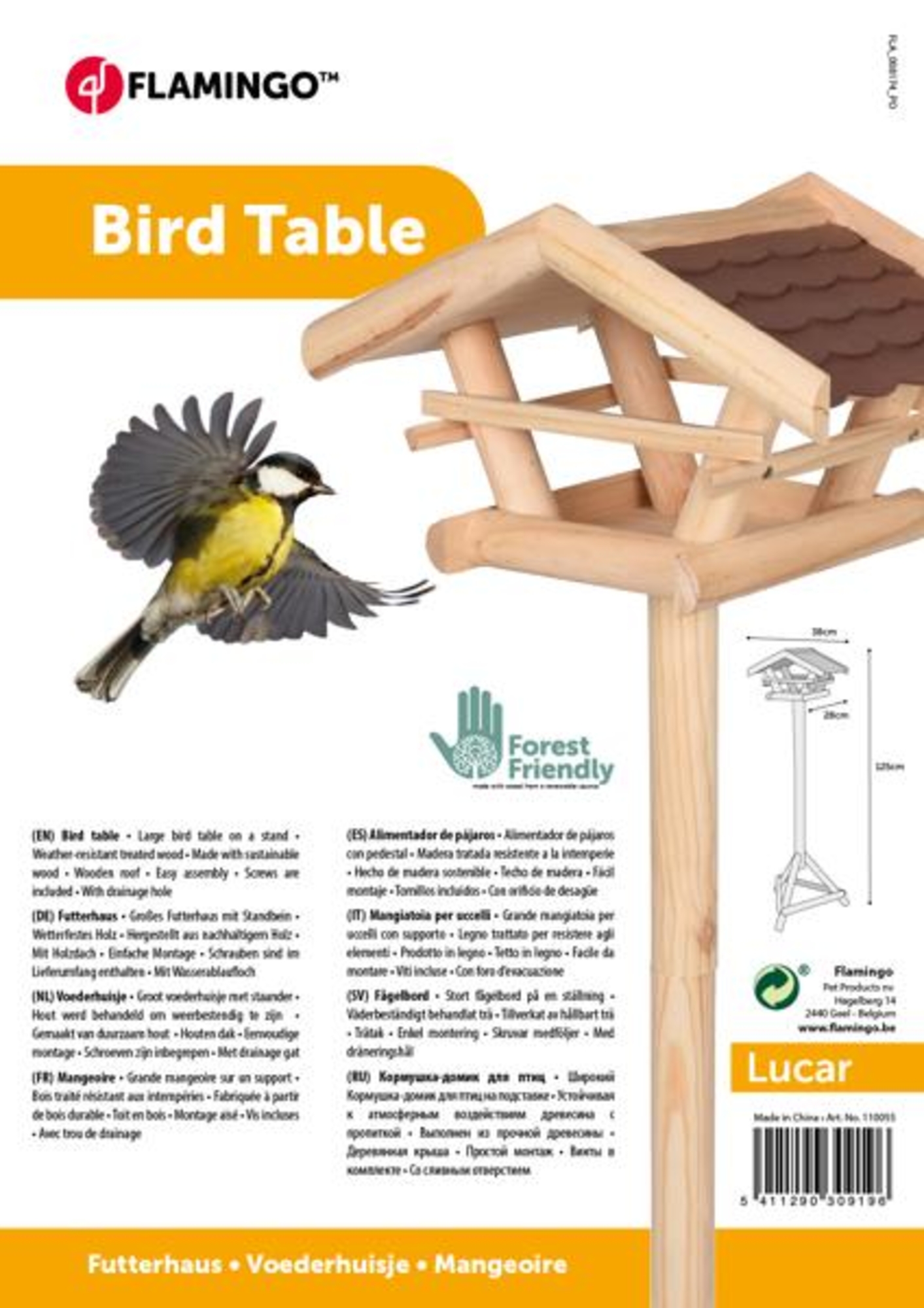 Flamingo Voederhuis met staander Lucar - Hout