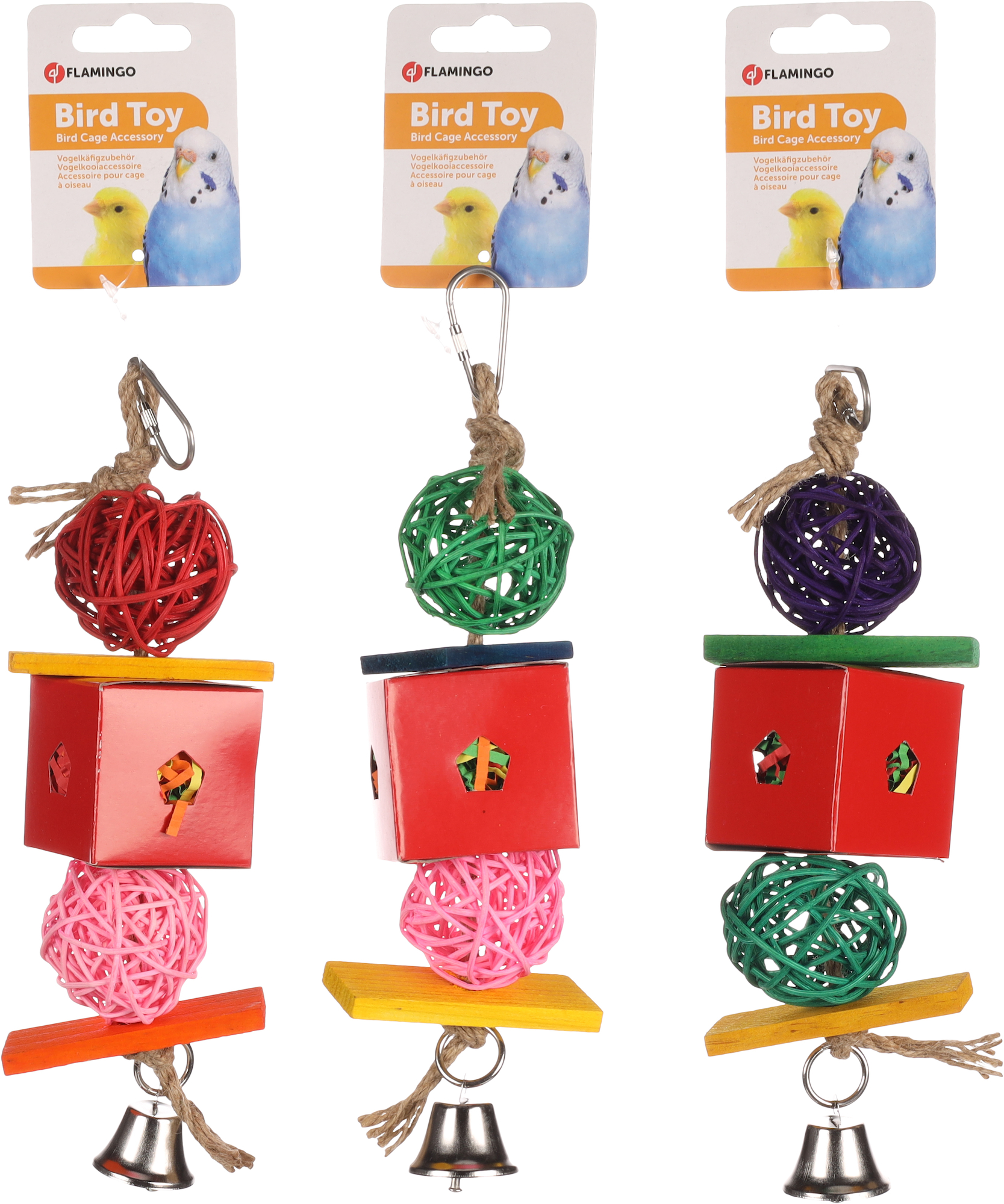 Flamingo Parakeet toy Papyr Cage hanger Multiple colours