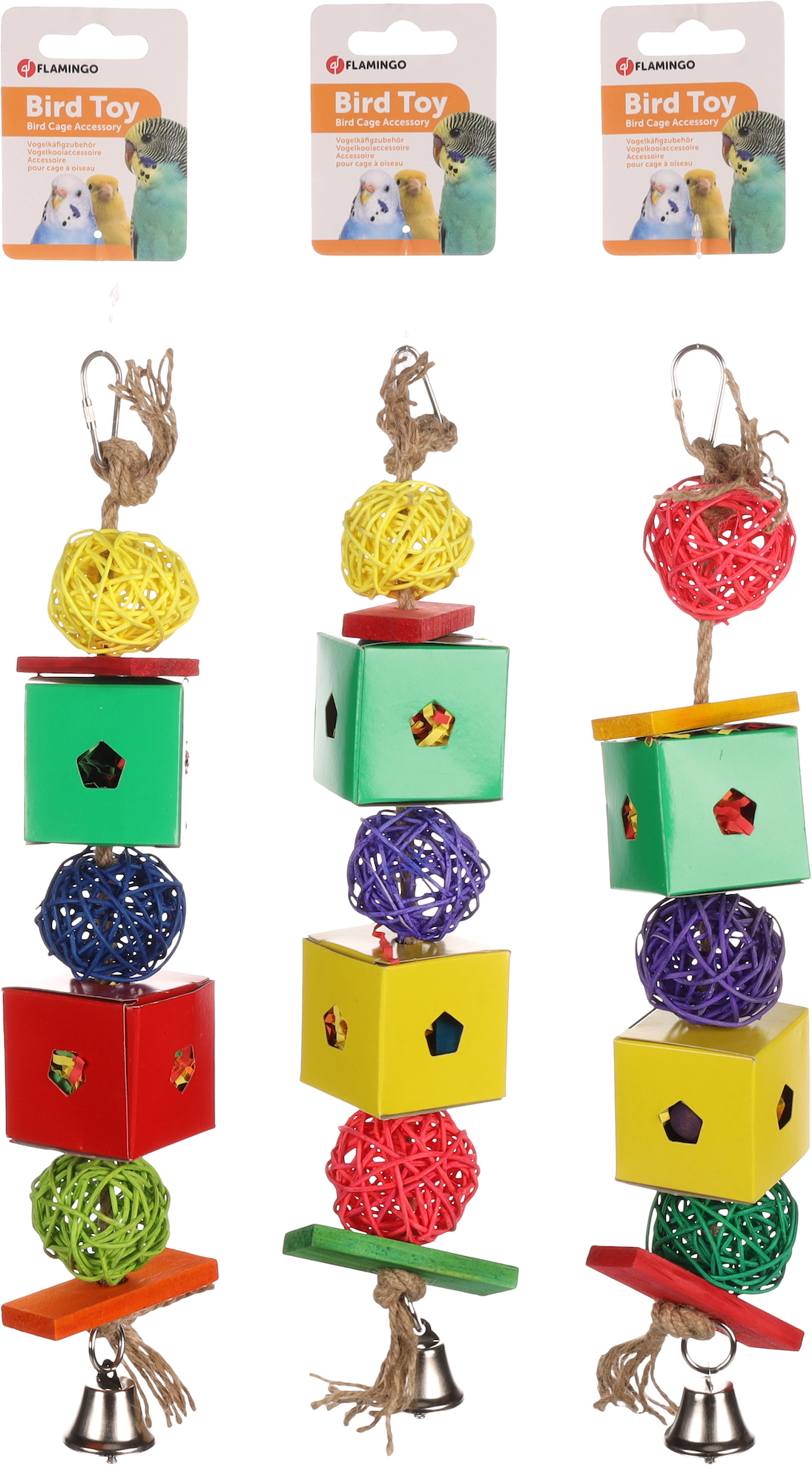 Flamingo Parakeet toy Papyr Cage hanger Multiple colours