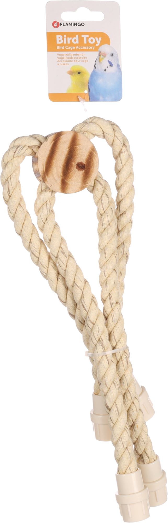 Flamingo Parakeet toy BBQ Cord  Light brown