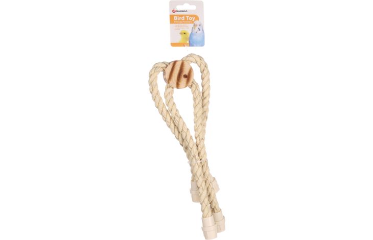 Flamingo Parakeet toy BBQ Cord  Light brown