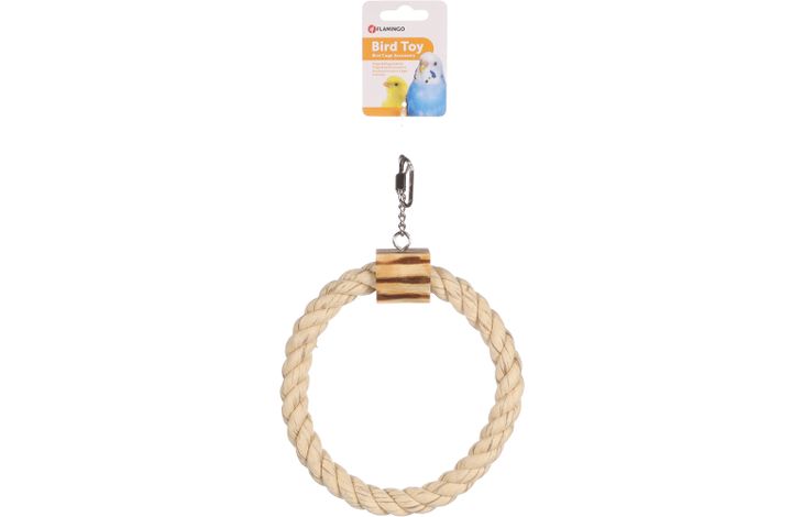 Flamingo Parakeet toy BBQ Ring Cord  Light brown