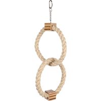 Flamingo Parakeet toy BBQ Ring Cord  Light brown