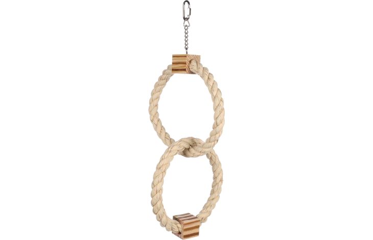 Flamingo Parakeet toy BBQ Ring Cord  Light brown