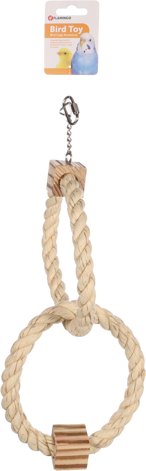 Flamingo Parakeet toy BBQ Ring Cord  Light brown