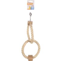 Flamingo Parakeet toy BBQ Ring Cord  Light brown