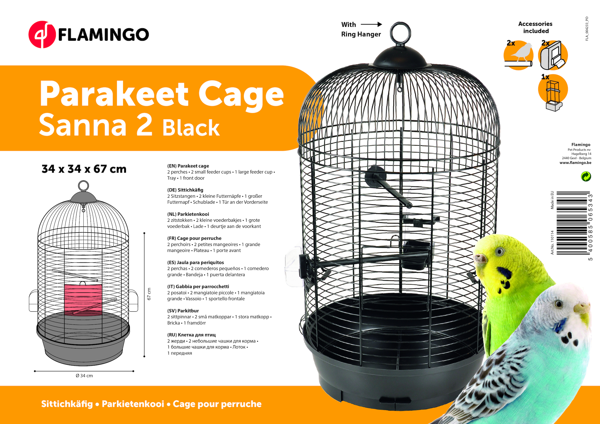 Flamingo Parakeet cage Sanna 2 Black