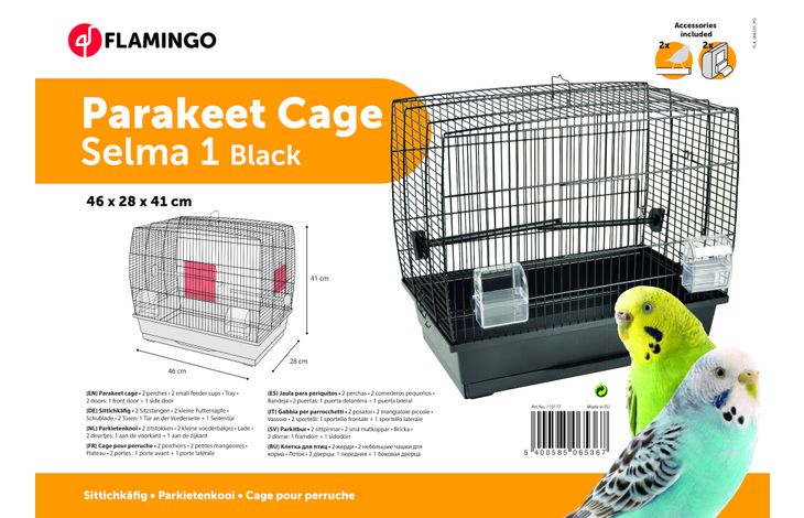 Flamingo Parkietenkooi Selma 1 Zwart