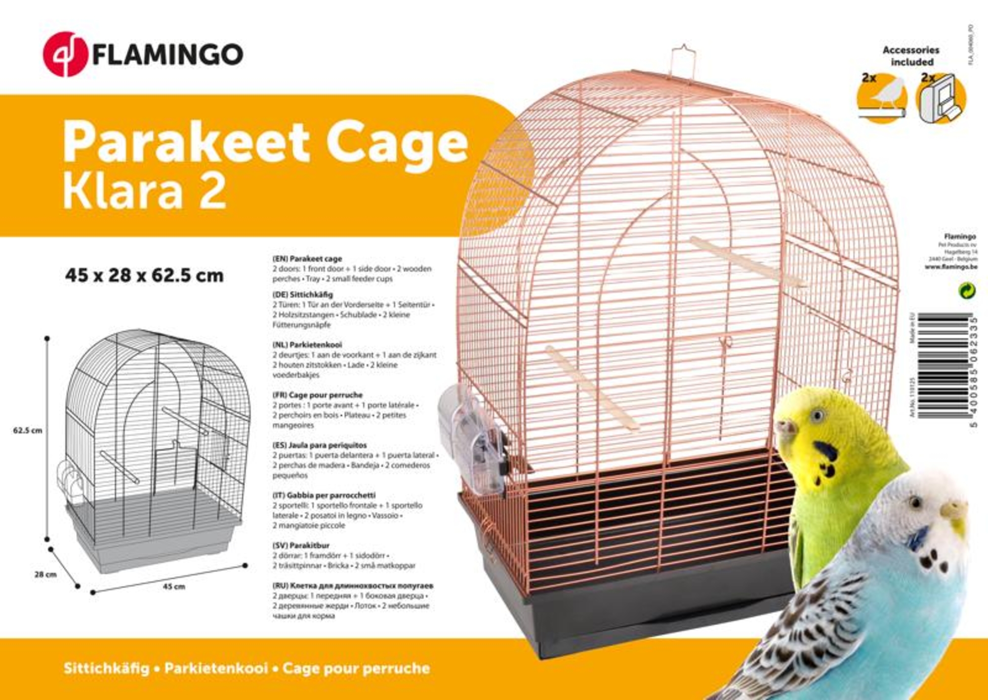 Flamingo Parakeet cage Klara 2 Copper Black
