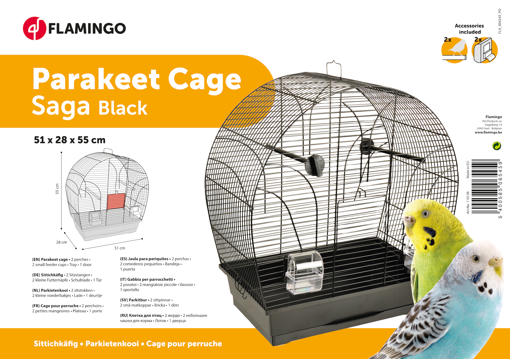 Flamingo Parakeet cage Saga Black