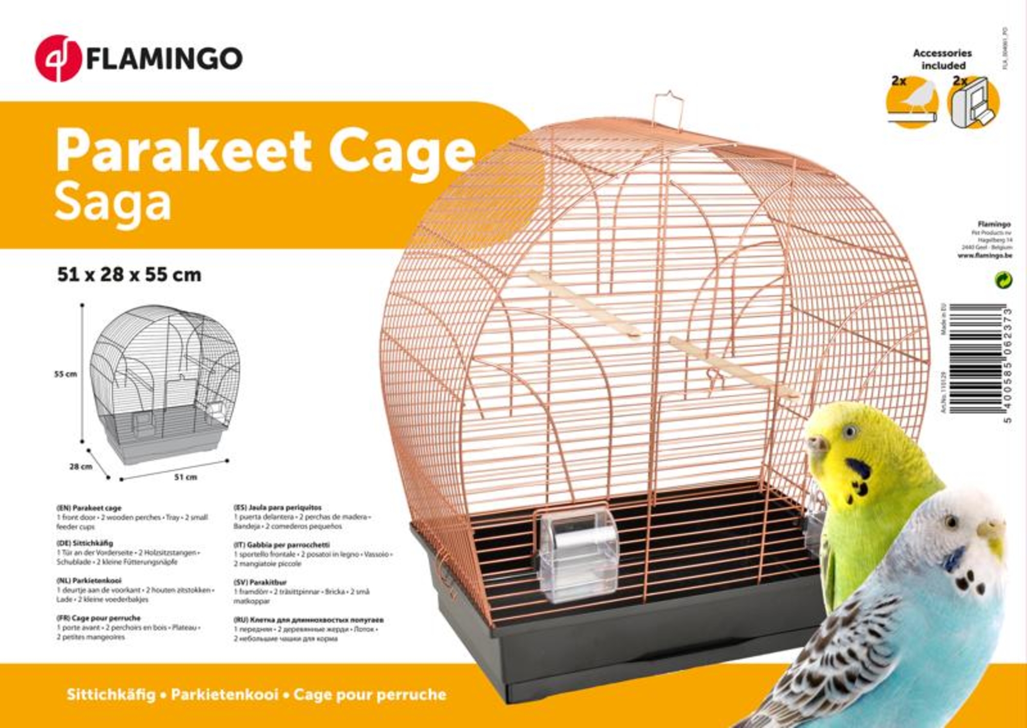 Flamingo Parakeet cage Saga Copper Black