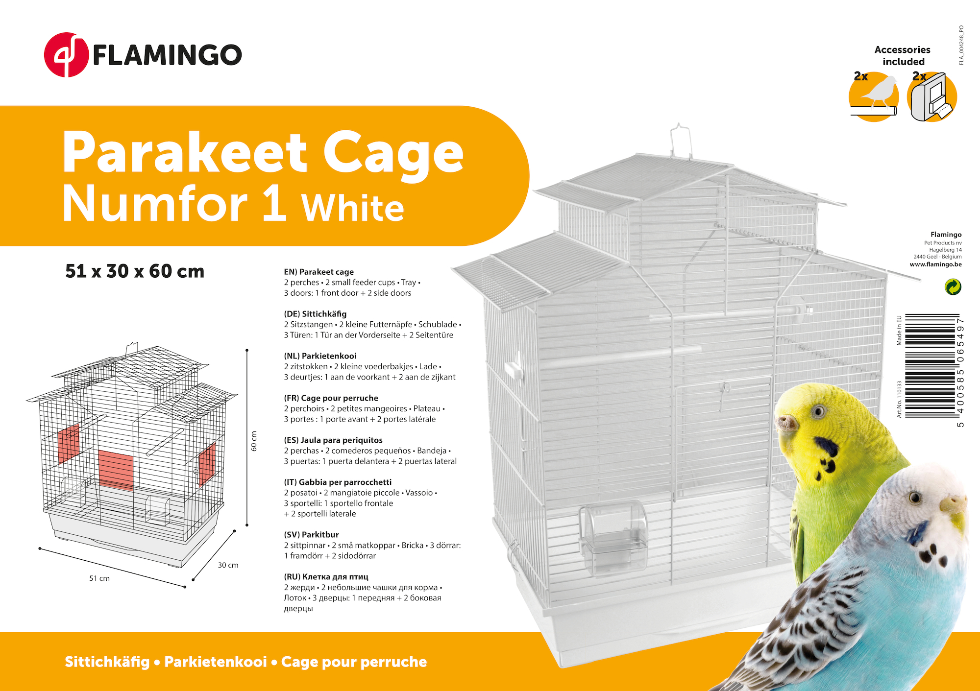 Flamingo Parakeet cage Numfor 1 White