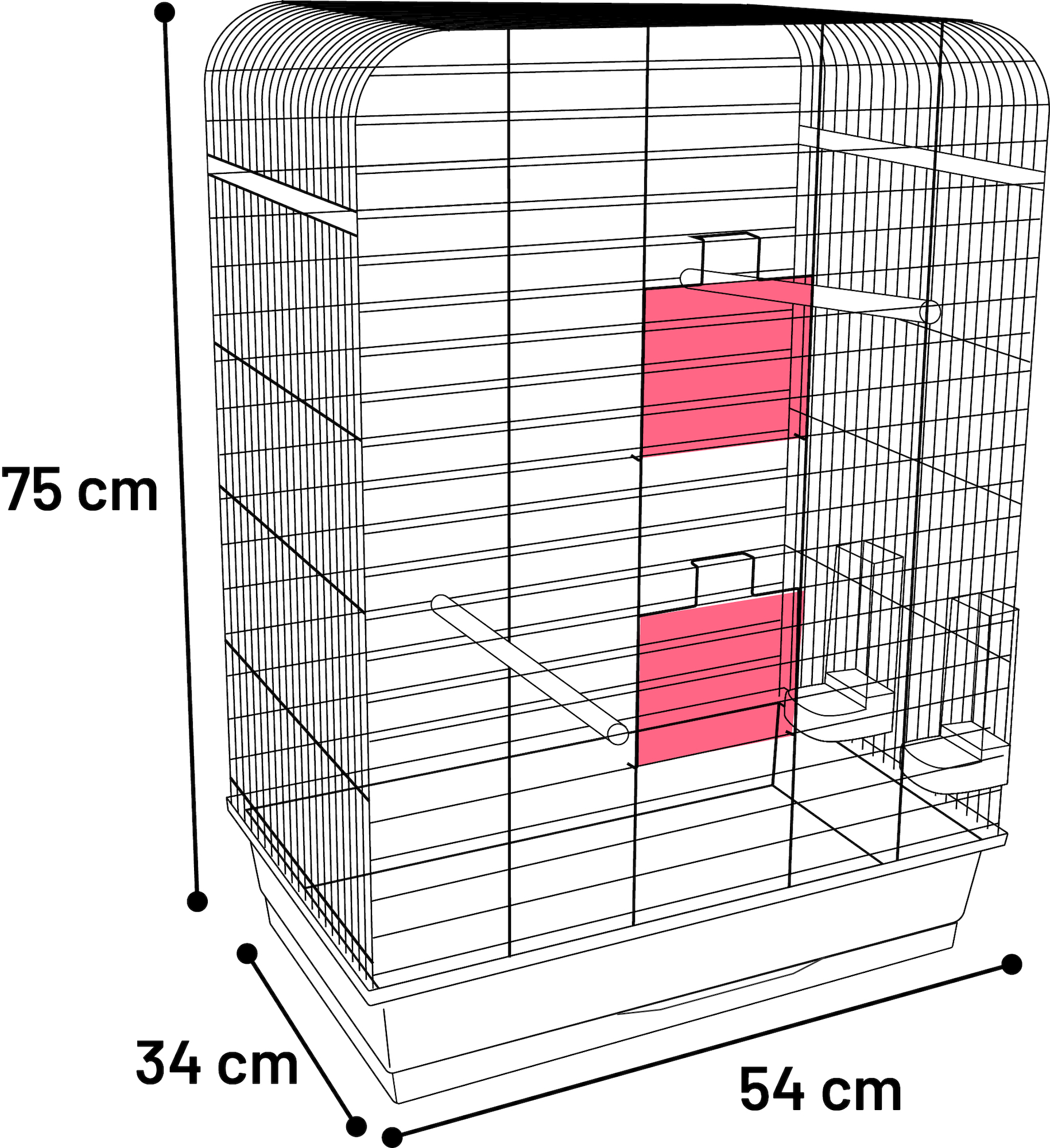 Flamingo Gabbia per parrocchetti Marja Nero Grigio