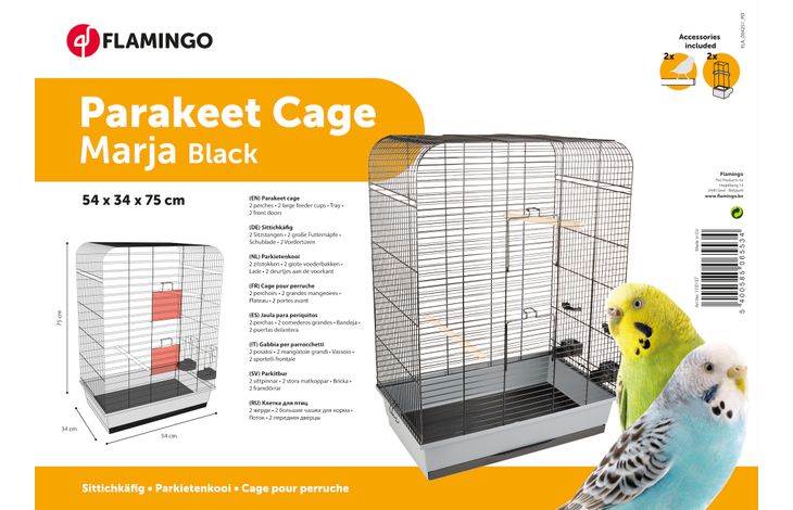 Flamingo Gabbia per parrocchetti Marja Nero Grigio