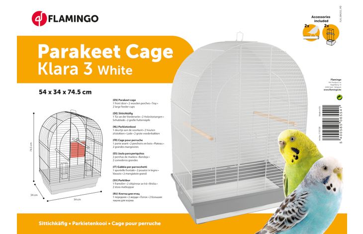 Flamingo Sittichkäfig Klara 3 Weiß Grau