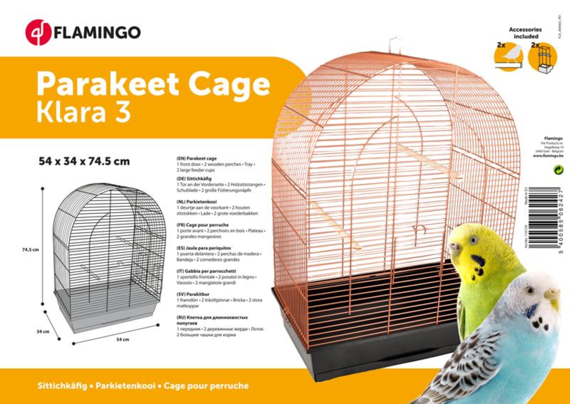 Flamingo Parakeet cage Klara 3 Copper Black