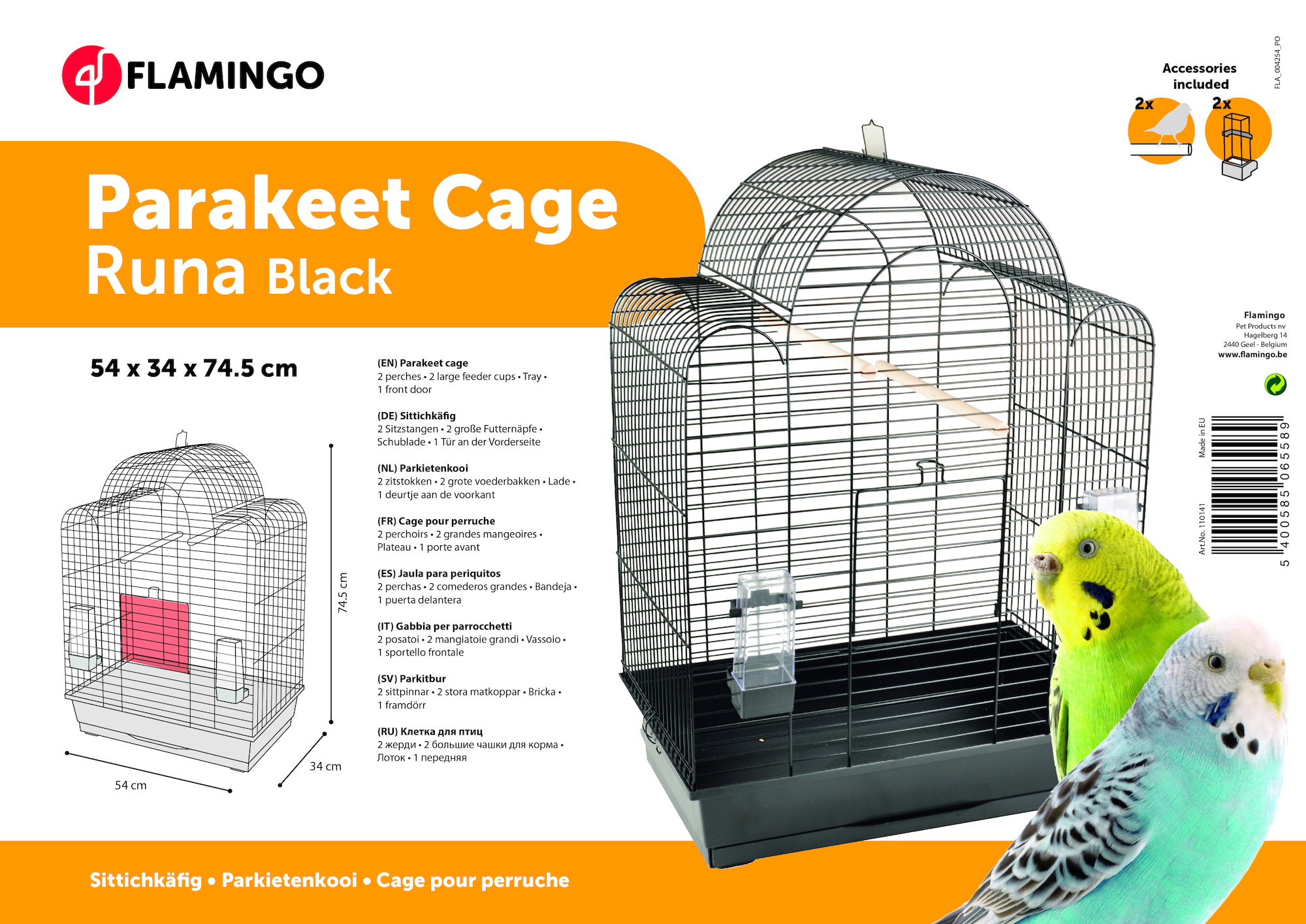 Flamingo Parakeet cage Runa Black