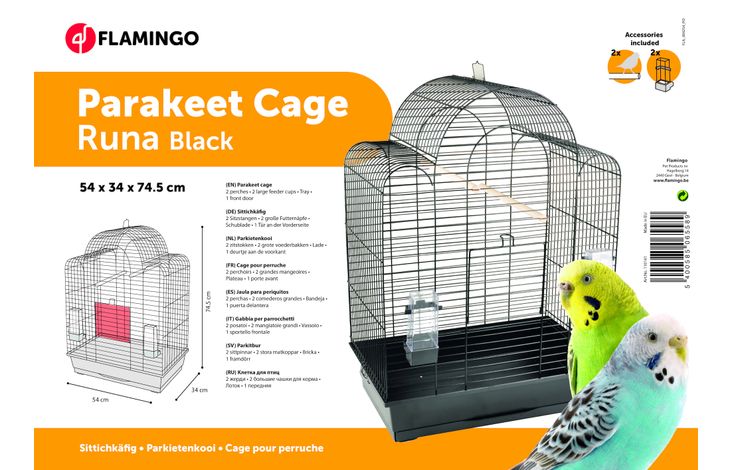 Flamingo Cage pour perruche Runa Noir