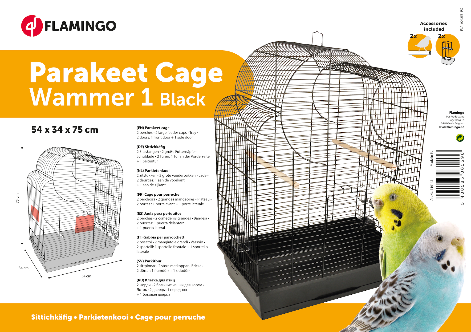 Flamingo Sittichkäfig Wammer 1 Schwarz