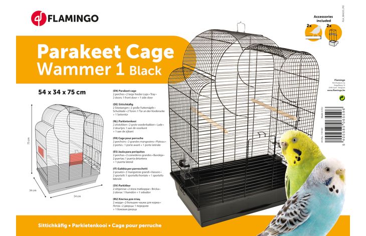 Flamingo Parkietenkooi Wammer 1 Zwart