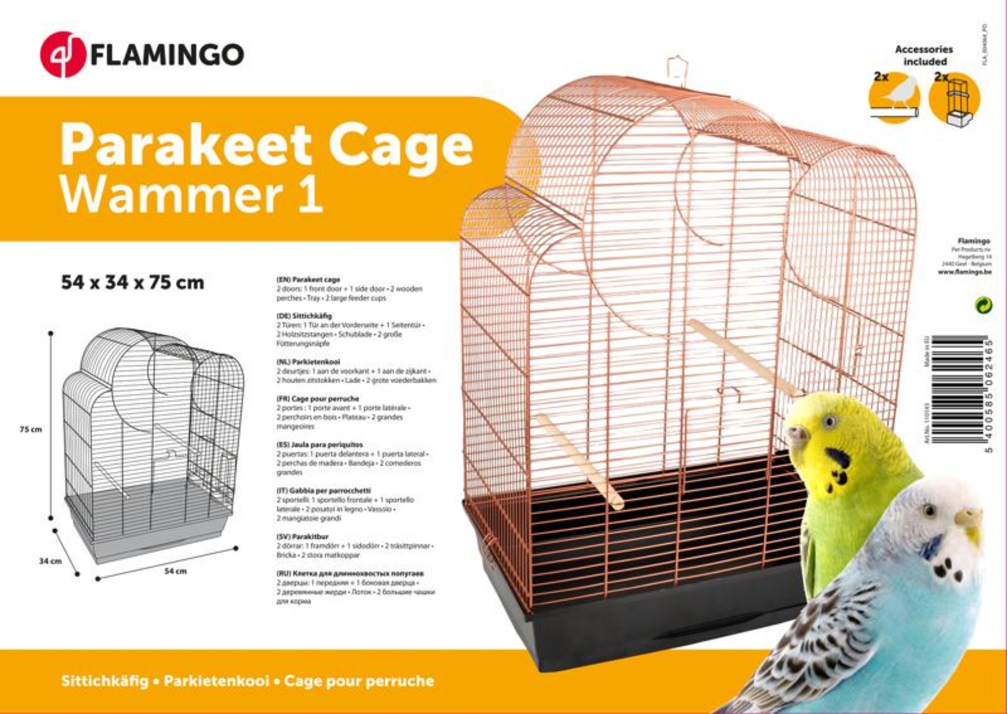 Flamingo Gabbia per parrocchetti Wammer 1 Rame Nero