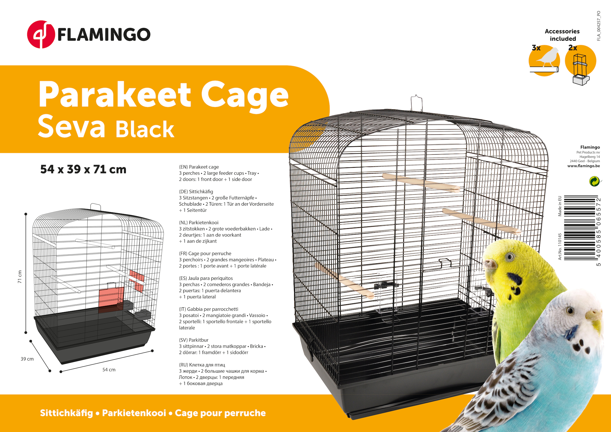 Flamingo Sittichkäfig Seva Schwarz