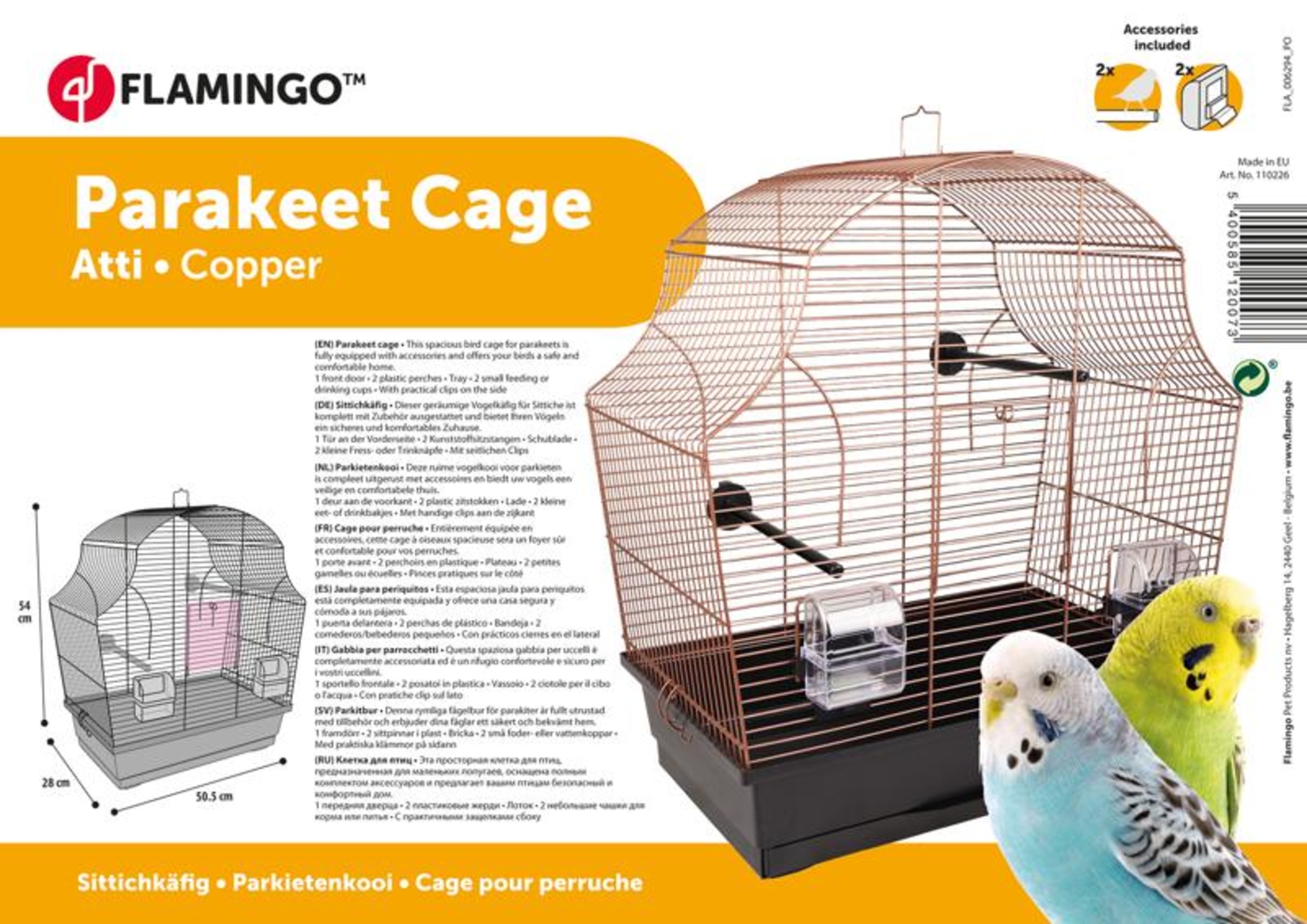 Flamingo Parakeet cage Atti Copper Black