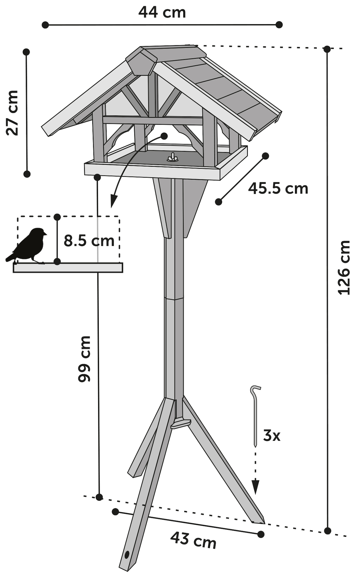Flamingo Bird table with stand Vintro - Wood