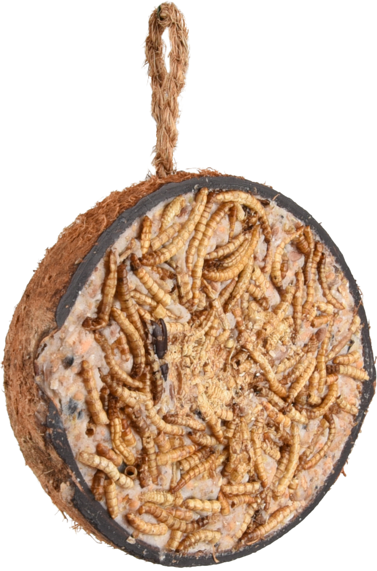 Flamingo Four Seasons  Feeder dispenser half coconut Filled with mealworms - Birds living outdoors