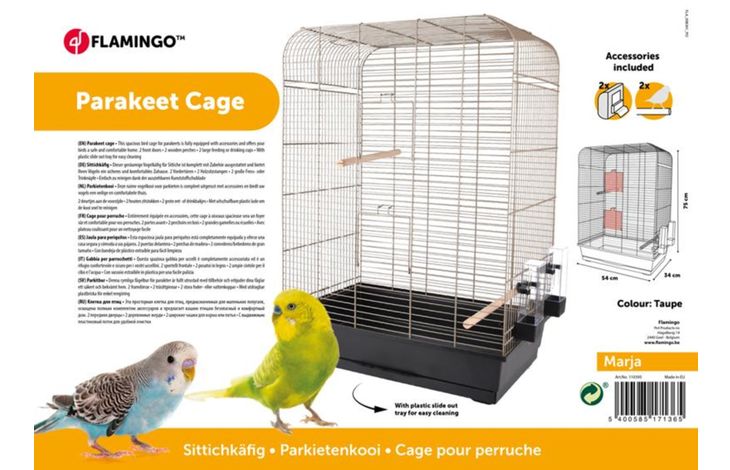 Flamingo Sittichkäfig Marja Metallisch taupe Schwarz