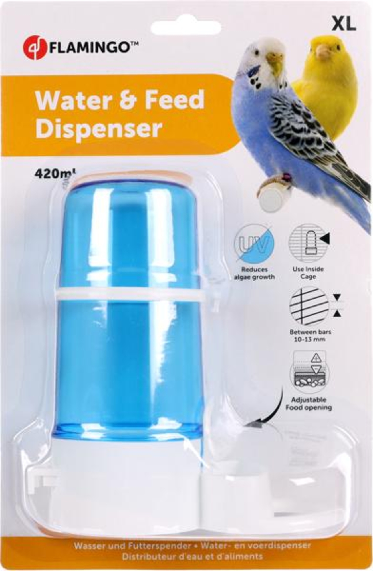 Flamingo Automatic water and food dispenser with step & Kai Round Blue & White