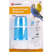 Flamingo Drink- en voederfontein met opstap & Kai Rond Blauw & Wit